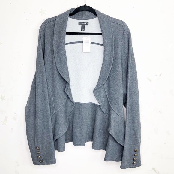 𝅺Torrid gray military ruffle blazer - Picture 10 of 16